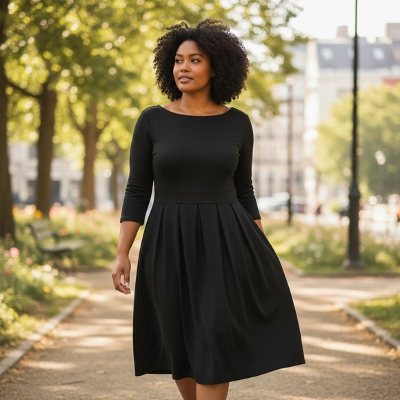 Vermont Country Store Dresses & Skirts - The Vermont Country Store Sz Medium Black Corduroy Pintucked Long Dress Modest